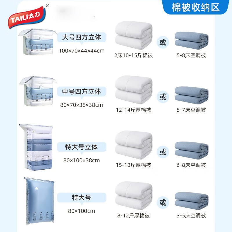 太力(TAILI) 真空压缩收纳袋组合6件套AY939高清大图