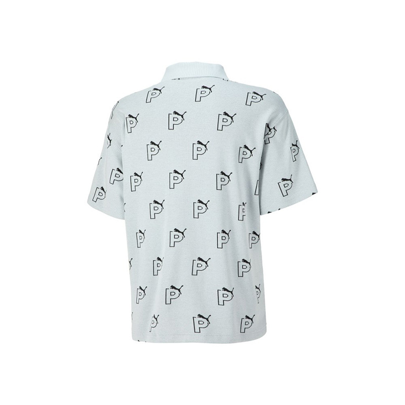 PUMA 字母满印休闲短袖Polo衫 男女同款 铂金灰 539664-80