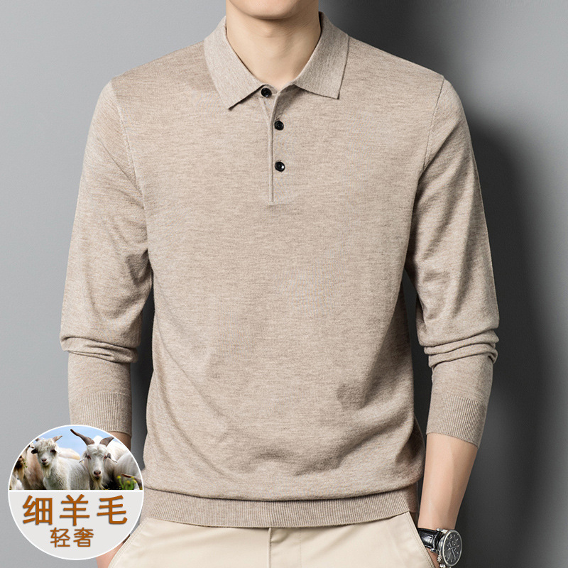 6羊毛毛衣男2024秋冬新款polo上衣针织衫羊毛净版翻领长袖打底衫高清大图