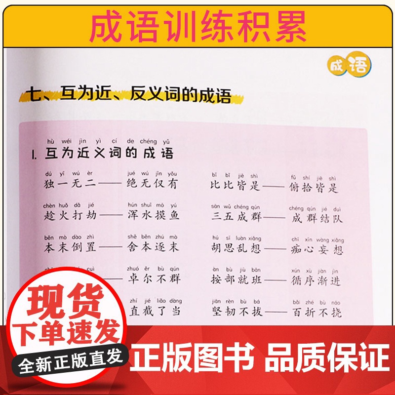小学生近义词反义词大全成语专项训练书全套2册 一二三四五六年级下小学词语积累手册组词语和句子练习册本语文基础知识大全人教高清大图
