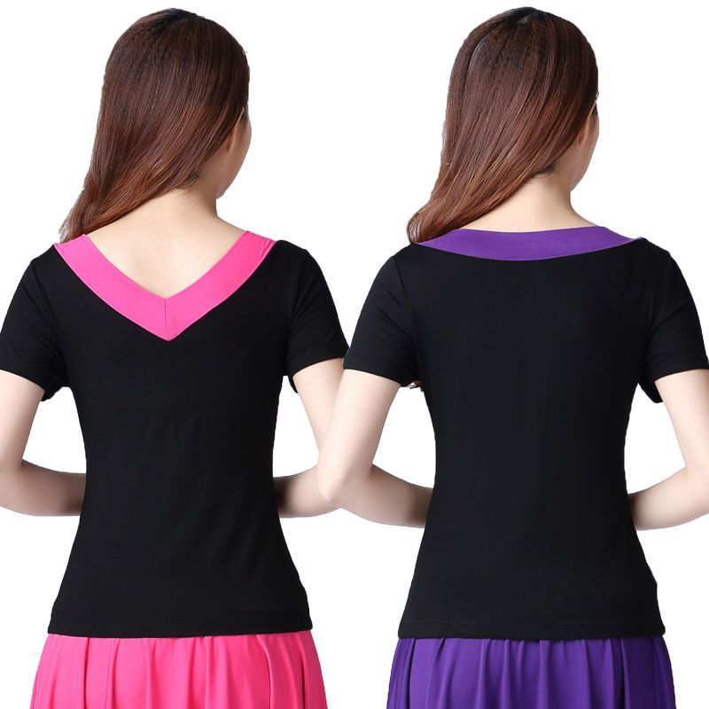 2021广场舞服装新款舞蹈上衣短袖女跳舞衣服中老年练功服夏季舞衣