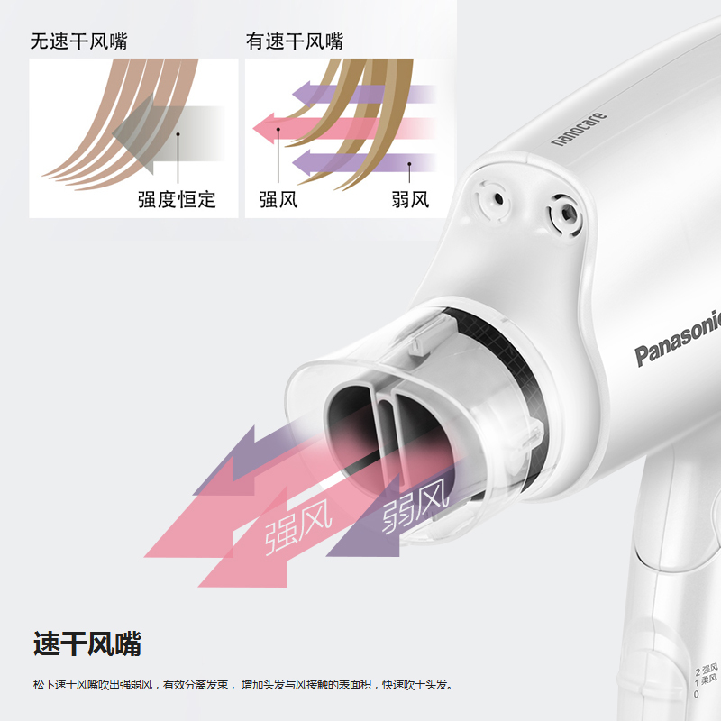 松下(Panasonic)电吹风EH-NA46-W椰子油护发铂金负离子网红电吹风筒纳诺怡nanoe千倍负离子水润