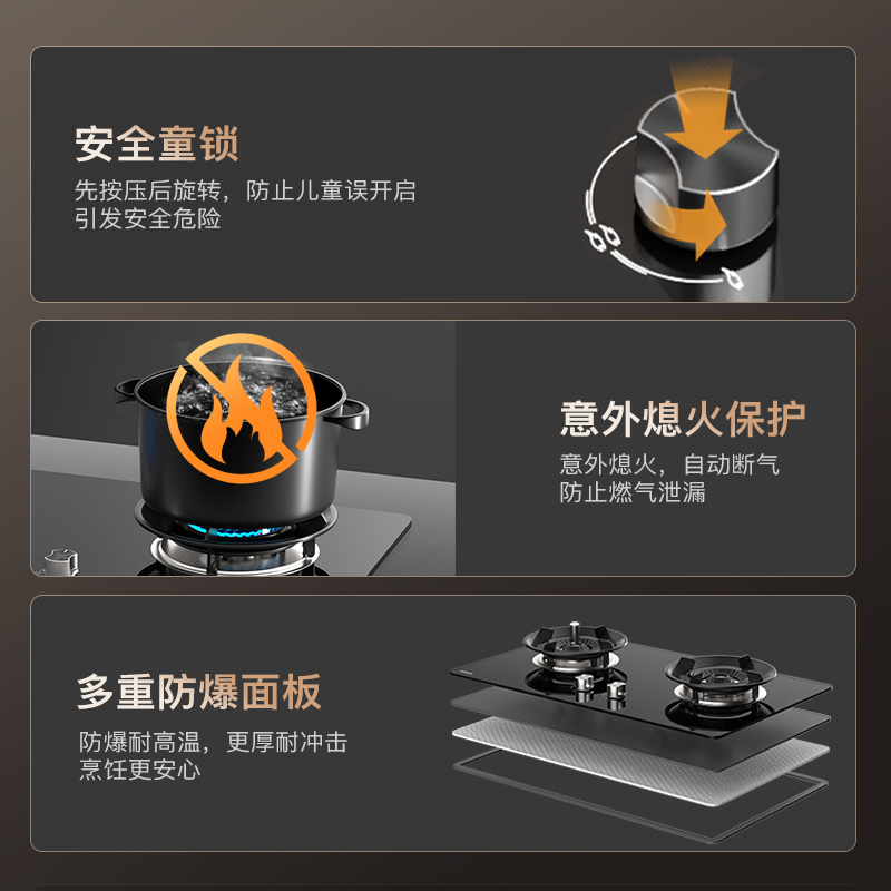 迅达灶具家用智能防干烧双灶70%热效率猛火燃气灶D3(液化气)高清大图