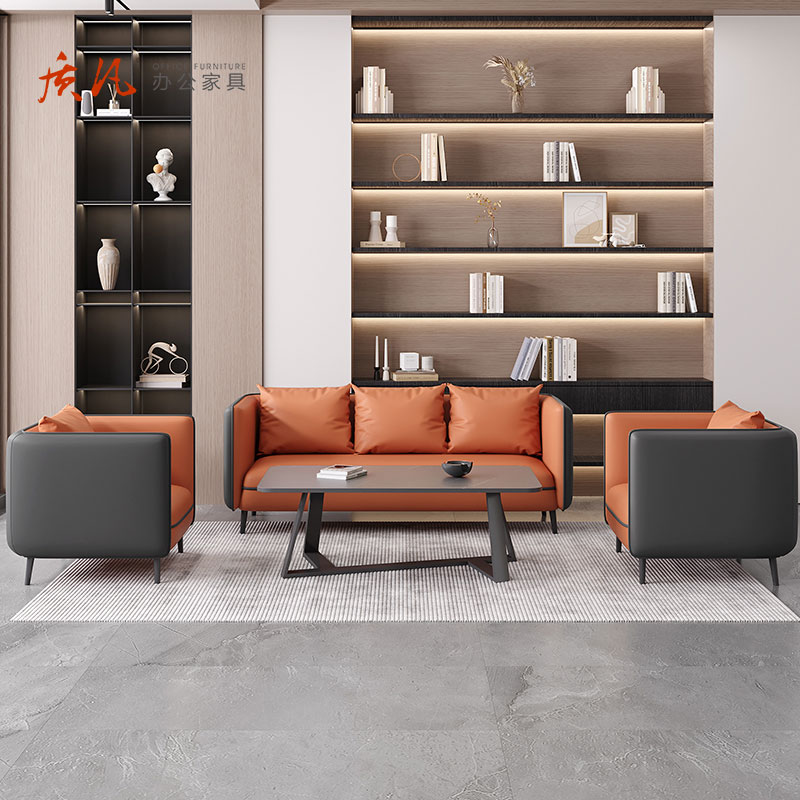 质凡沙发商务会客区休闲休息区接待小型沙发茶几组合 双人位高清大图