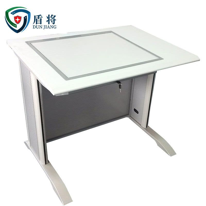 盾将翻转电脑桌多媒体办公桌22寸隐藏式学习培训桌红胡桃色FZ20 单人图片