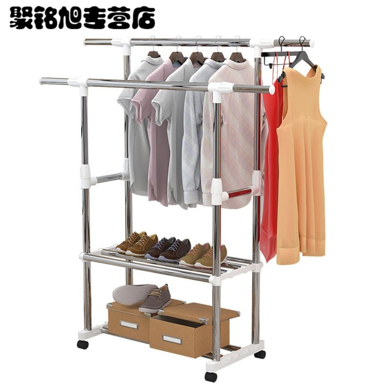 简易晾衣架落地室内外阳台凉挂衣架衣服架子单杆式晒衣架升降折叠生活日用洗晒用品衣架