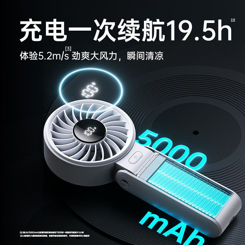 几素手持风扇Handheld Fan Life7 -5000mAh云雾灰高清大图