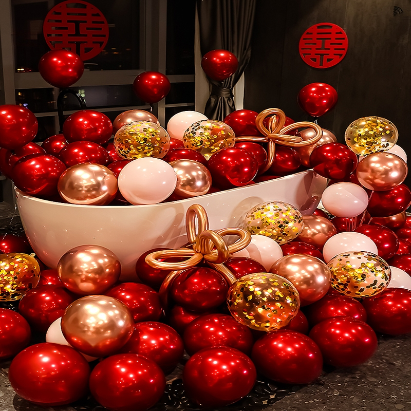 结婚红色气球装饰网红浪漫创意婚房场景布置时光旧巷卧室婚礼婚庆用品