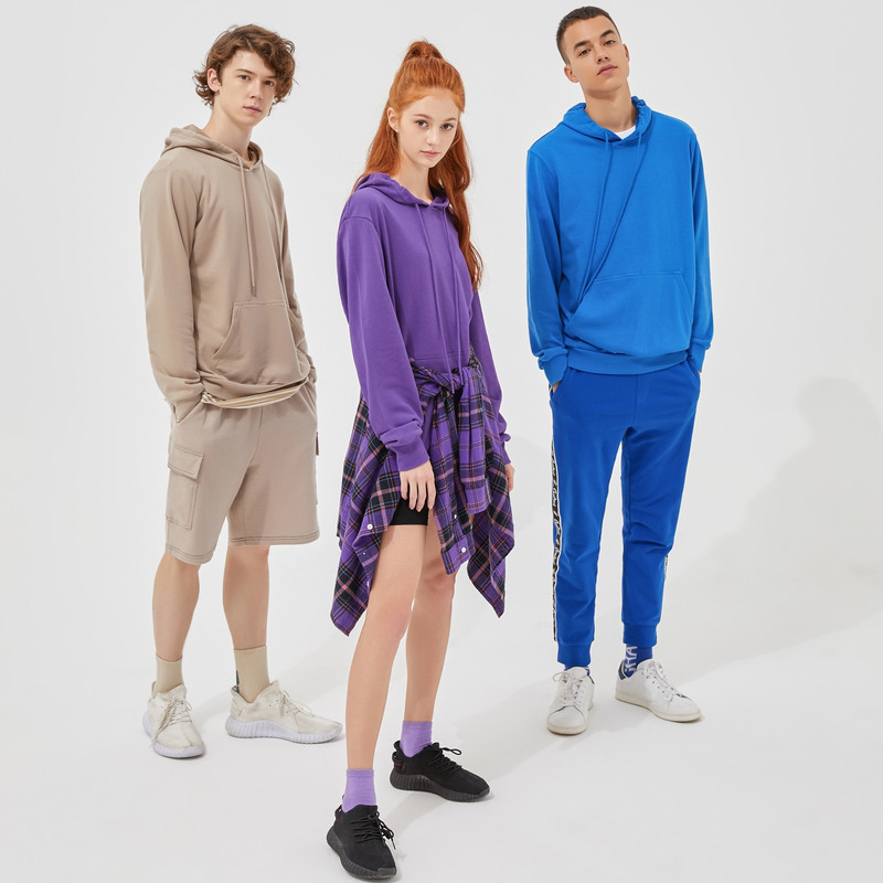 [1件5折价:39.5]美特斯邦威卫衣男连帽基础款新款秋装纯色潮牌情侣装帽衫女潮