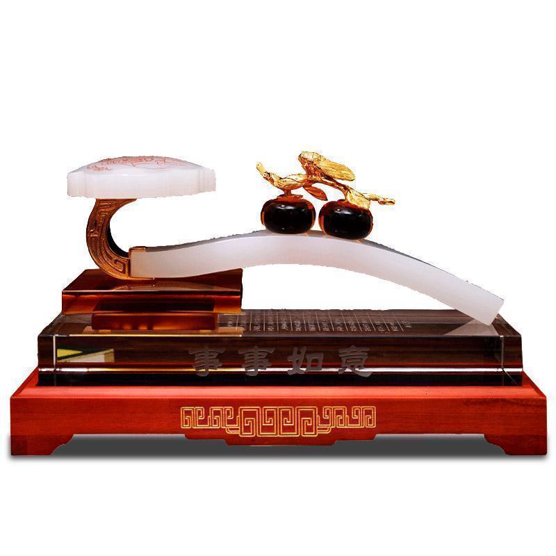玉如意摆件琉璃玉石苹果平安吉祥乔迁新居装饰品_289