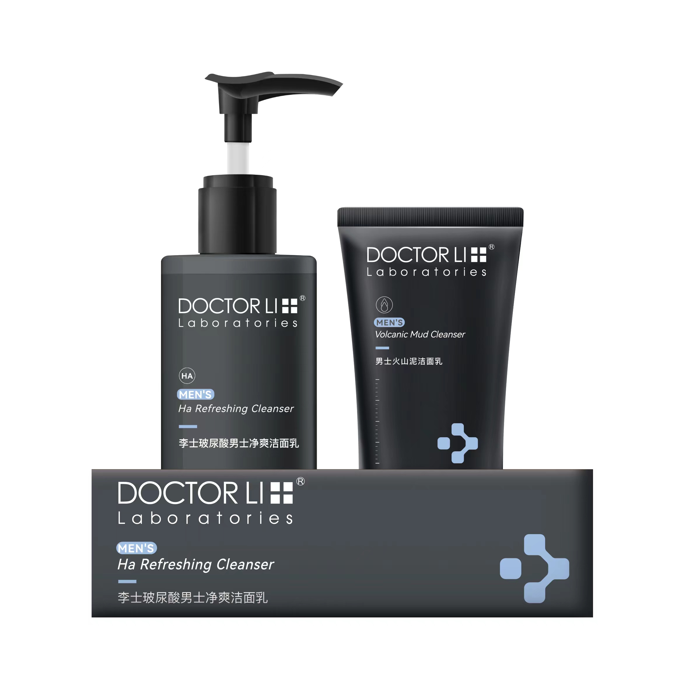 DOCTOR LI李士男士洁面乳套装【150g清爽保湿洁面乳+送50g 火山泥焕能保湿洁面乳】LYS-018!