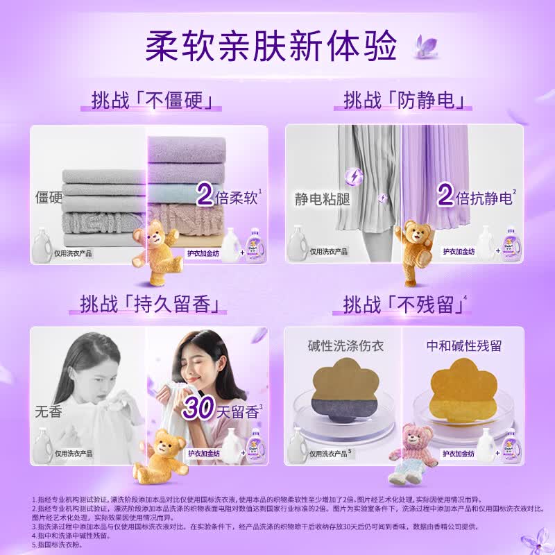 金纺[半熟恋人]衣物柔顺剂护理剂香软防静电恬静薰衣草1KG高清大图