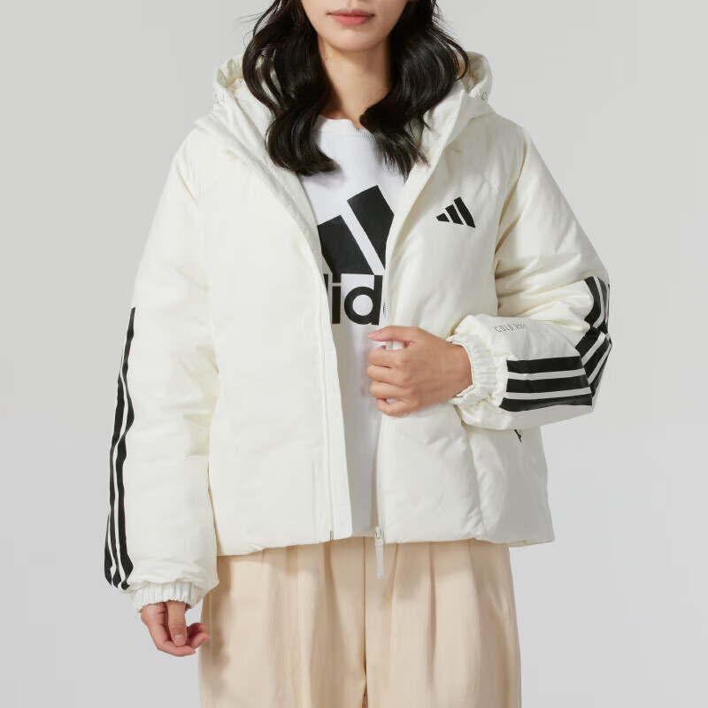 阿迪达斯 （adidas）女装新款时尚百搭运动休闲保暖连帽羽绒服 JG3865 ZP 3XL JG3865/白色