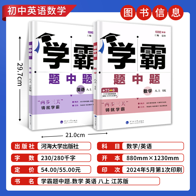 物理 人教 八年级下 [正版]2024学霸题中题数学英语物理八年级上下册人教浙江苏科版江苏8年级同步课时作业练习册