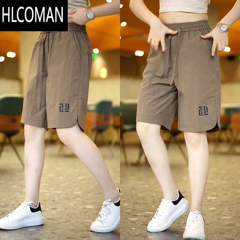 HLCOMAN冰丝休闲短裤男士夏季薄款宽松直筒运动中裤子美式工装五分裤男款