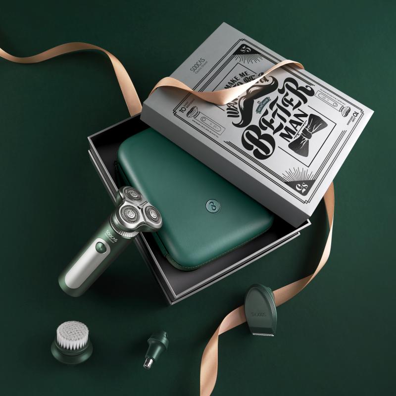 素士(SOOCAS) S5 男士剃须刀套装 智能全身水洗 雅痞剃须刀 绿色 / 套高清大图