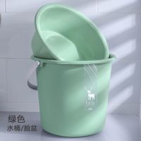 塑料水桶家用大容量手提圆桶洗车桶储水学生宿舍用大号洗澡洗衣桶|23升北欧绿水桶+脸盆