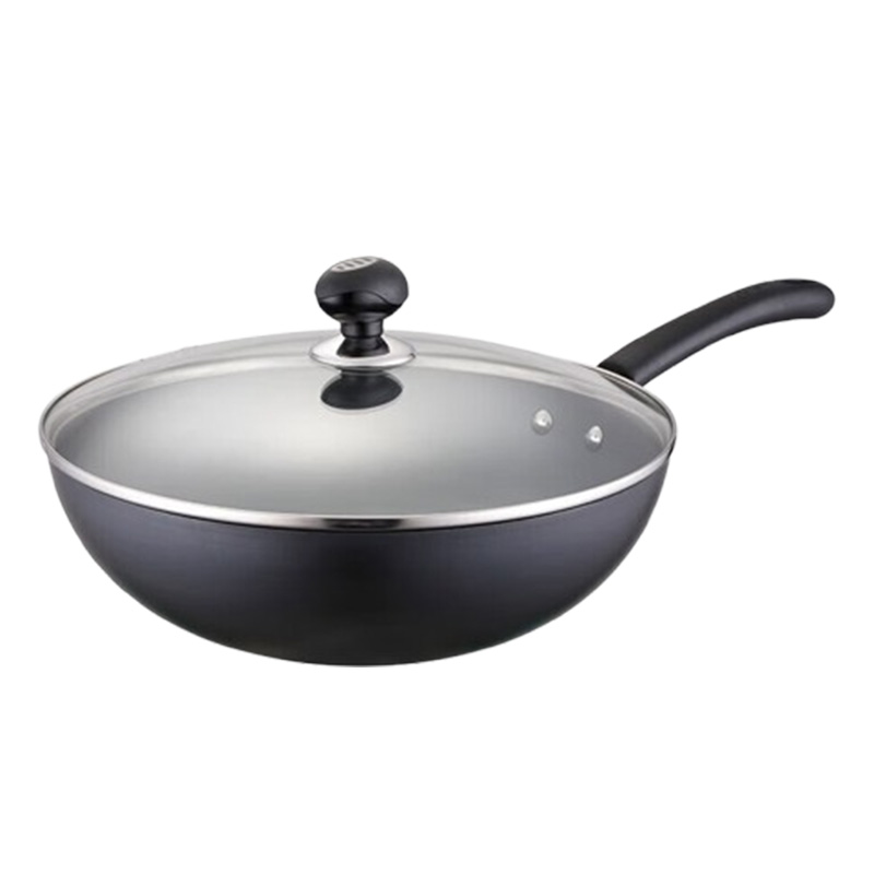 爱仕达炒锅30cm不易锈精铁无涂层炒锅可视玻璃盖CF30B1TG