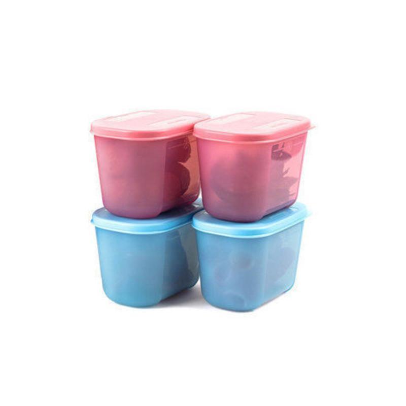 粉蓝两件套特百惠深入型迷你冷冻保鲜盒300ml小冷冻冷藏套装冰箱家用