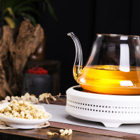 領藝 蒸汽煮茶器陶瓷玻璃煮茶壶普洱黑茶蒸茶器电陶炉烧茶具套装 冷濛配德润白6杯