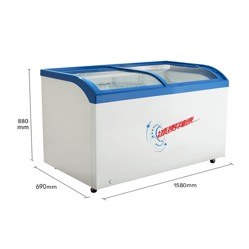 美菱(MELING)SC/SD-528GYT卧式冷冻展示柜冰柜 单温雪糕冷柜 速冻冰柜商用雪柜平面玻璃门展示柜平面冰箱柜