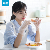 茶花银离子抗菌一次性手套食品用餐饮塑料透明薄膜卫生用品pe手套[抗菌]儿童一次性手套100只(袋装)