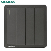 西门子（SIEMENS）开关插座面板 致典系列金属黑灰色开关插座 四开单控带荧光