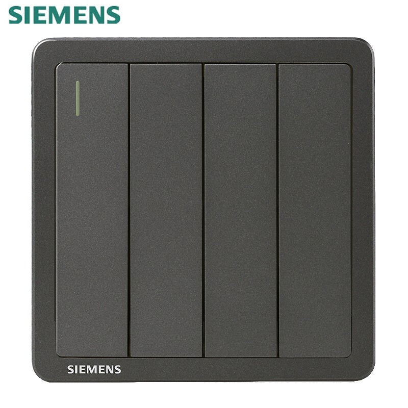西门子（SIEMENS）开关插座面板 致典系列金属黑灰色开关插座 四开单控带荧光