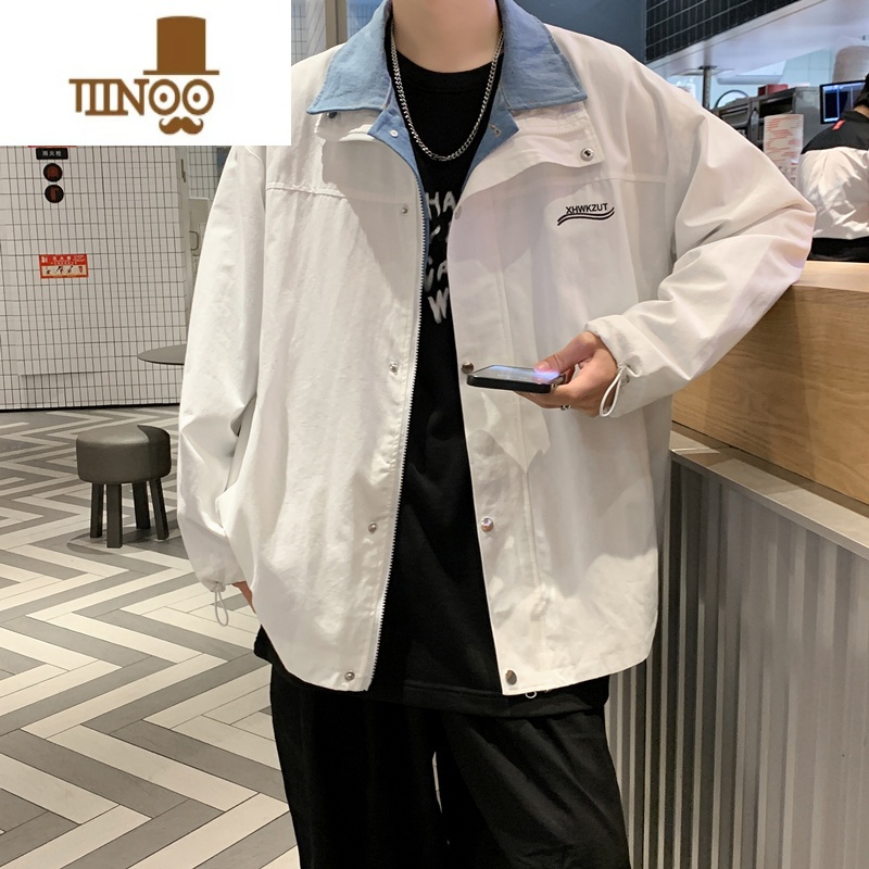 YANXU2023日系复古假牛仔外套男小众潮牌bf宽松工装2工日翻高清大图