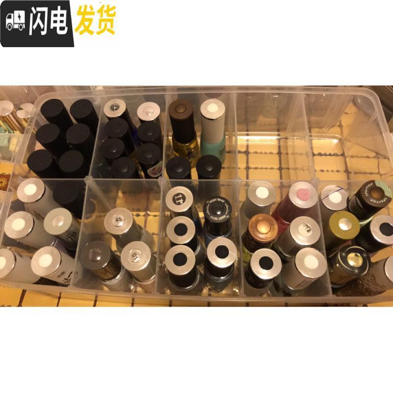 三维工匠装美甲指甲油收纳盒家用可提放甲油胶盒子多格透明大号可拆整理箱_728 粉红