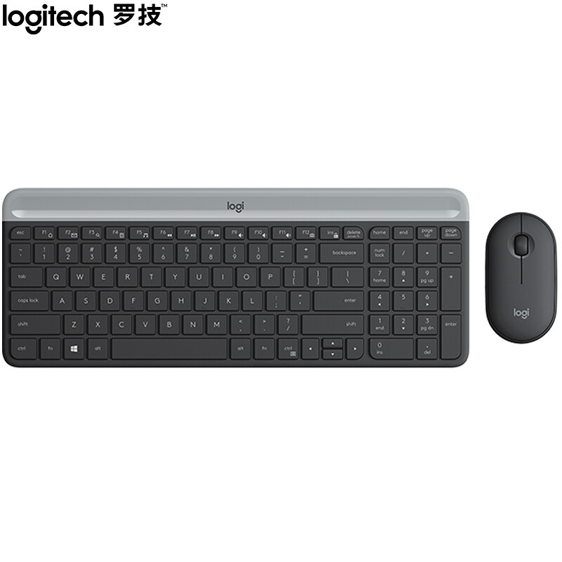 罗技(Logitech)MK470无线键鼠套装 超薄 全尺寸 带无线2.4G接收器 黑色