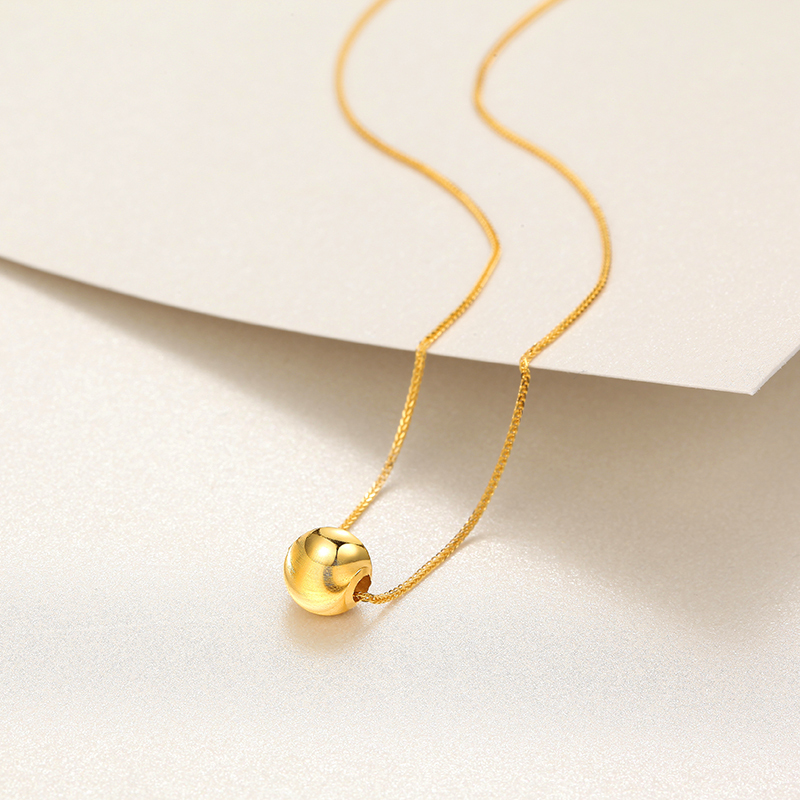 潮宏基炫动猫眼黄红18k金套链玫瑰彩金项链锁骨圆珠