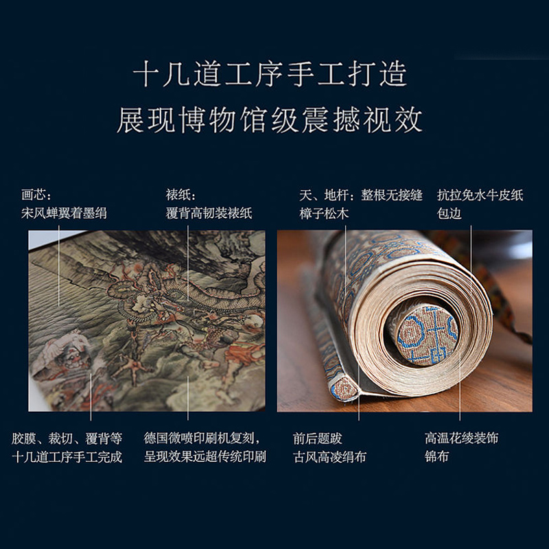 [正版]搜山图卷 礼盒装 3.75米画轴 搜山图讲述了二郎神带着梅山七怪和神兵神将去黑风山降妖除魔的故事 搜山图复古长高清大图
