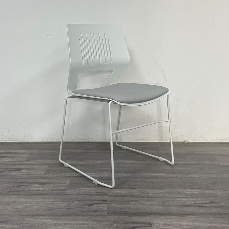 臻远 ZY-7485 简约培训椅办公会议椅电脑椅靠背椅 白架灰垫高清大图