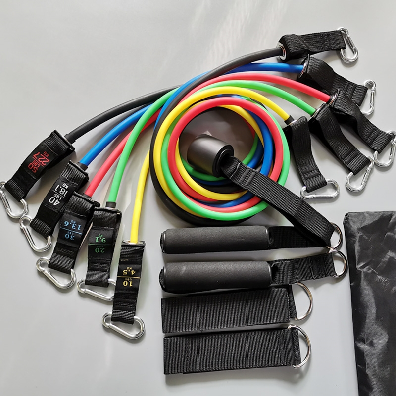 11件套拉力器多功能弹力绳迈高登男士拉力绳胸肌训练健身器材家用套装