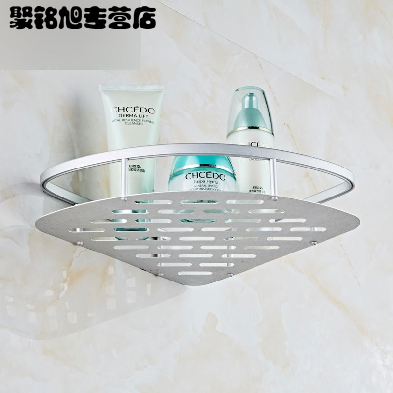 浴室用品浴室置物架卫生间壁挂浴室置物架太空铝单层转角架卫生间三脚架收纳架壁挂层架可水洗易安装卫浴置物架
