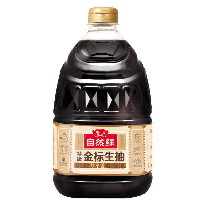 鲁花自然鲜特级金标生抽3.8L 酿造型炒菜香酱油家庭餐馆大桶装高清大图