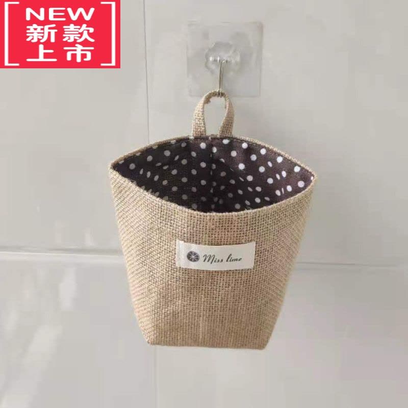 可莉允桌面棉麻收纳袋杂物挂袋墙挂式门后小挂兜布艺储物袋卫生纸挂袋图片