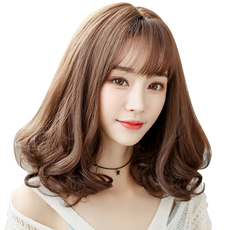七街假发女梨花头长卷发空气齐刘海女生假发修脸发型假发