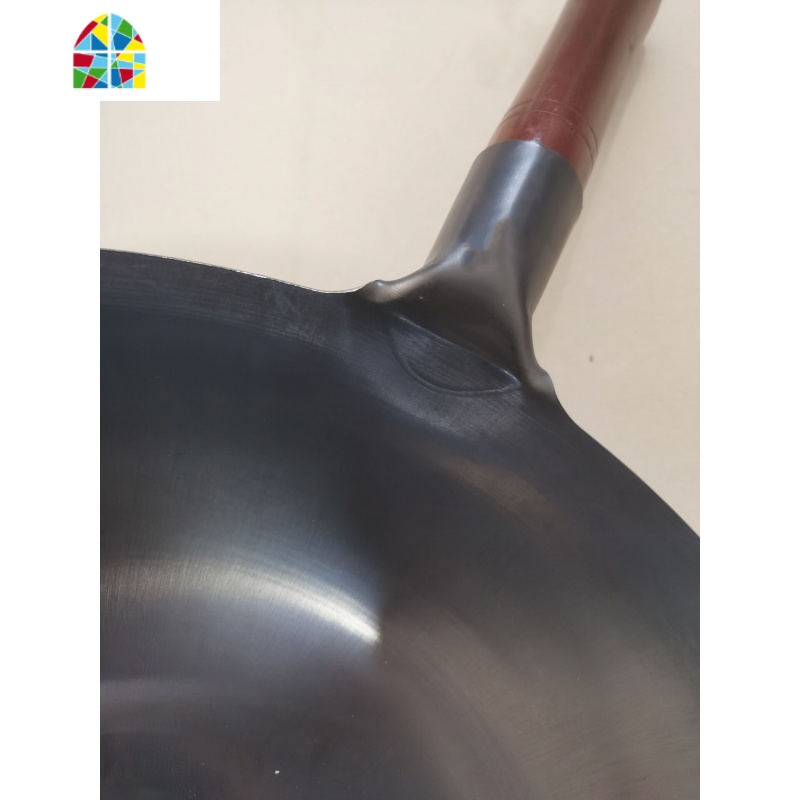 免开炒锅手工锻打老式铁锅无涂层锅圆底熟铁锅酒店厨师炒菜锅 FENGHOU 32cm免开不带耳加盖高清大图