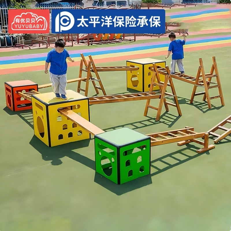 有优贝贝(YUYUBABY)幼儿园安吉游戏户外40件套碳化攀爬架安吉玩具儿童感统训练器材跳跃运动