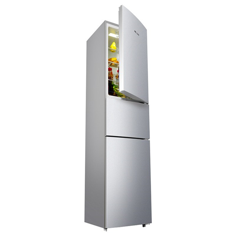 美菱bcd221we3c三门冰箱221l二级效能定频宿舍净味除菌三门极光银