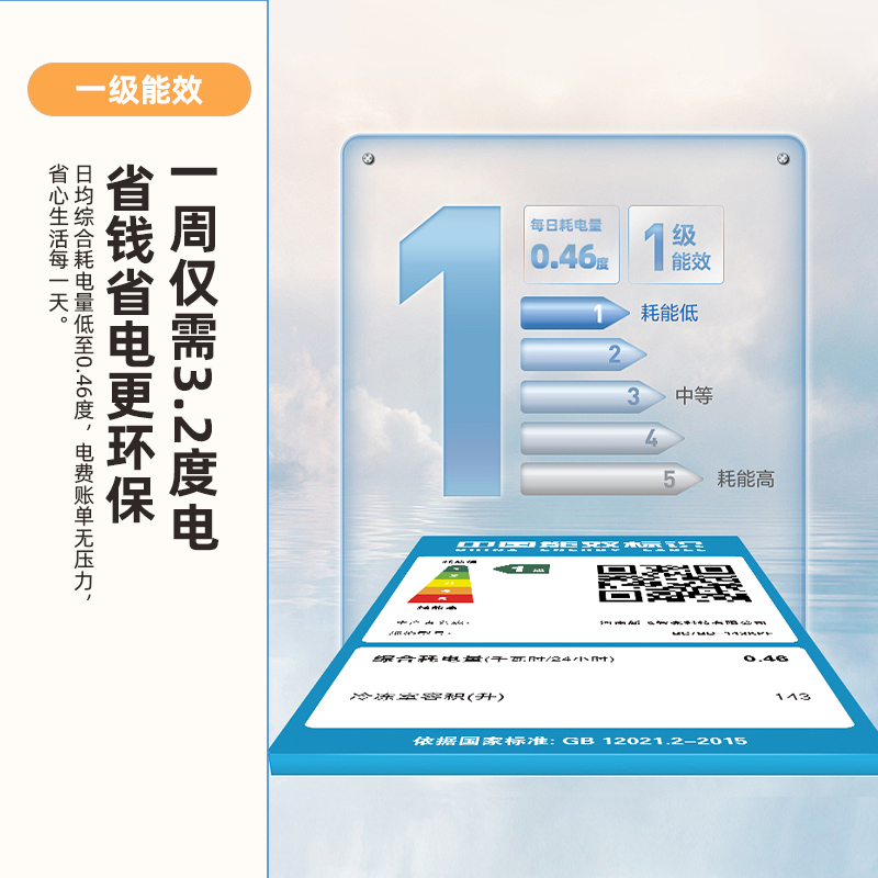 新飞(frestec)143升单温小冰柜 一级能效冷藏冷冻转换家用变温母乳小冰箱冷柜BC/BD-143KPF-2