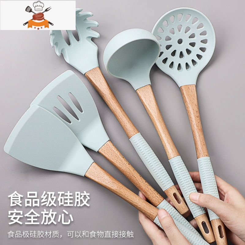 硅胶锅铲不粘锅专用厨房家用可高温炒菜铲子炒勺汤勺漏勺厨具套装 敬平 单个硅胶粉扒