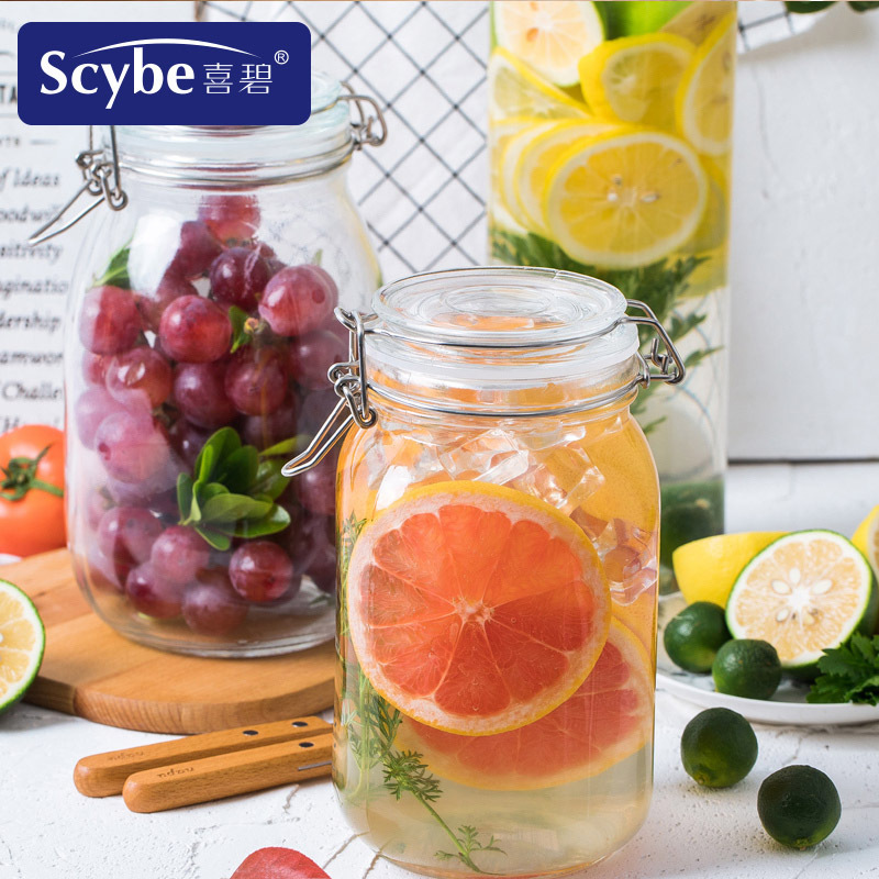 [Scybe]喜碧斯格1500ML玻璃密封罐玻璃瓶储物罐蜂蜜瓶酵素瓶奶粉糖果罐泡酒瓶 2只装