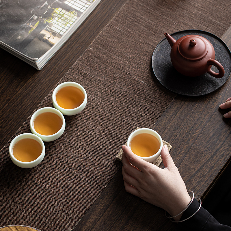 苏氏陶瓷(SUSHI CERAMICS)功夫茶杯 翡翠玉个人杯羊脂玉主人杯品茗杯6个装