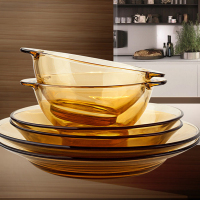 康宁pyrex 康宁餐具6件套 透明玻璃碗琥珀碗碟碗