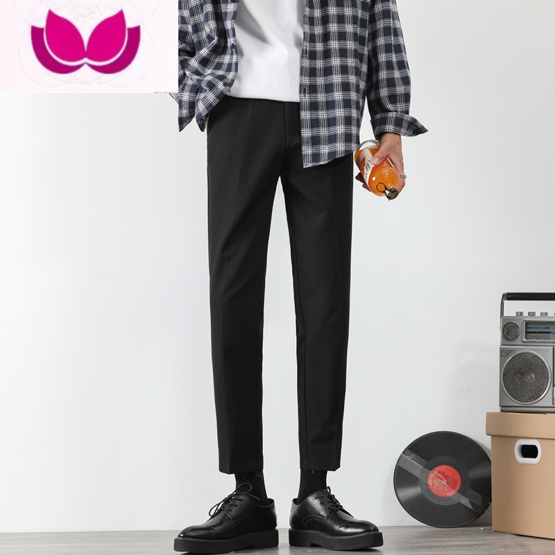 七斓西装裤男直筒九分垂感小西裤休闲小脚韩版潮流秋季新款修身长裤子