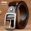 Jeep吉普头层纯牛皮腰带男休闲手工皮带男真皮针扣正品复古裤层扣