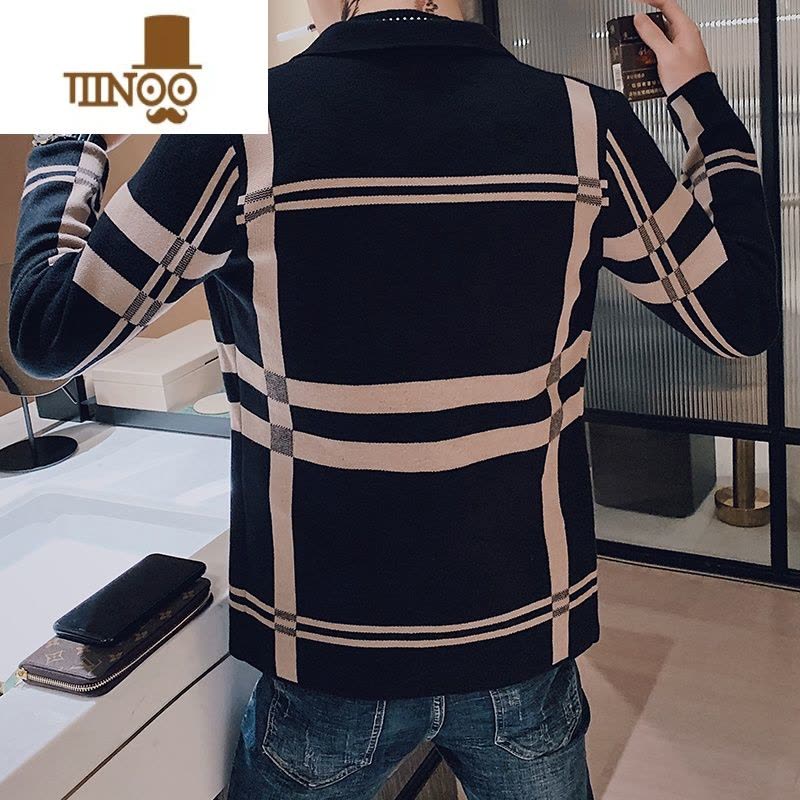 YANXU毛衣开衫男装外穿修身韩版2023新款精小伙痞帅潮牌ins针织外套图片